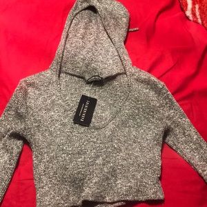 Grey crop hoodie, never worn